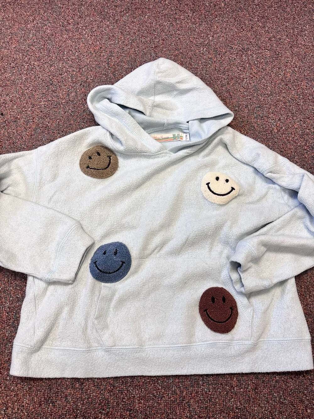 Vintage Havana Hoodie Size L/14 Smiley Patches